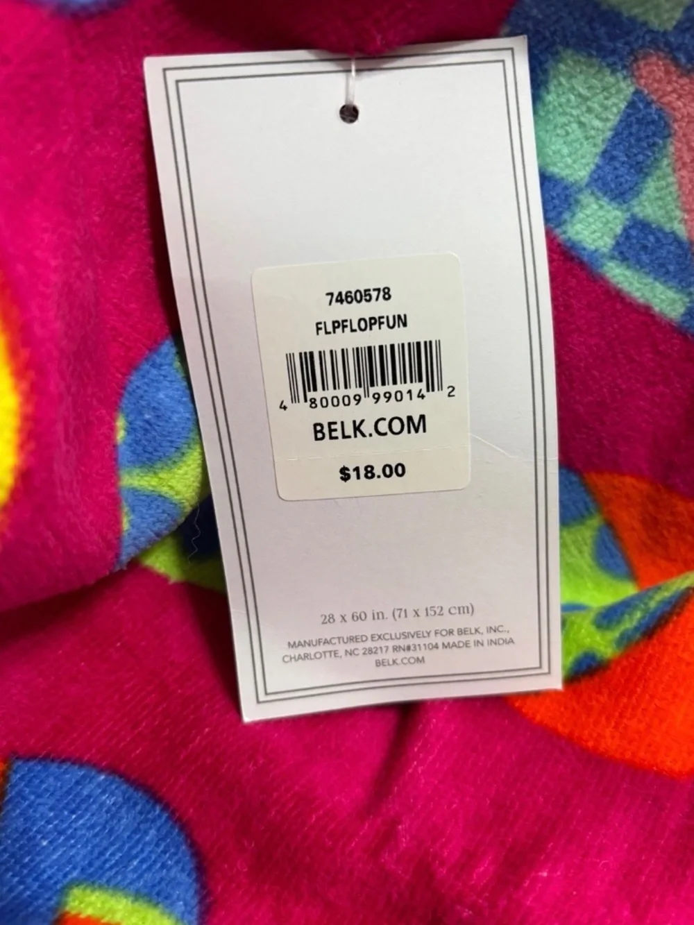 NEW Modern Southern Home Beach Towel with Multi Colored Flip Flops